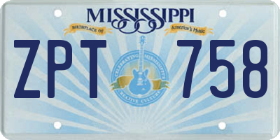 MS license plate ZPT758