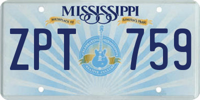 MS license plate ZPT759
