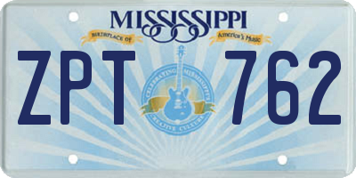MS license plate ZPT762