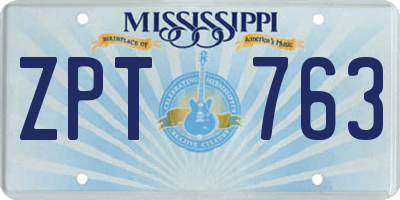 MS license plate ZPT763