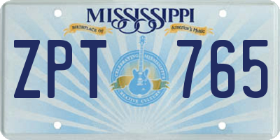 MS license plate ZPT765