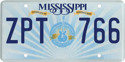 MS license plate ZPT766