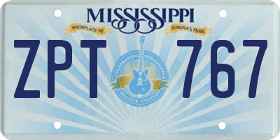 MS license plate ZPT767