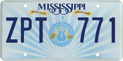 MS license plate ZPT771