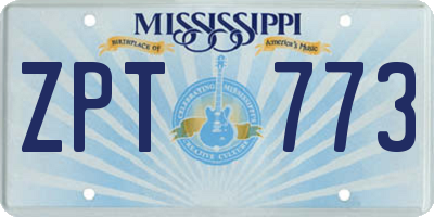 MS license plate ZPT773