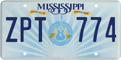MS license plate ZPT774