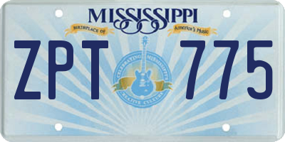 MS license plate ZPT775