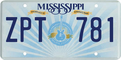 MS license plate ZPT781