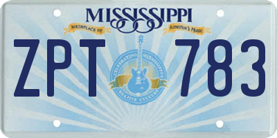 MS license plate ZPT783
