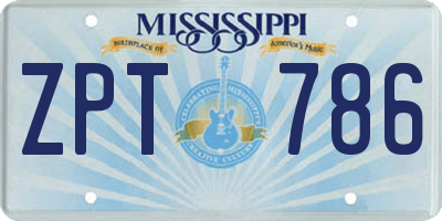 MS license plate ZPT786