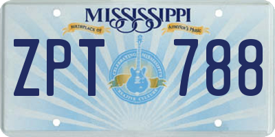 MS license plate ZPT788