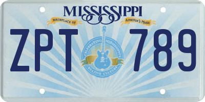 MS license plate ZPT789