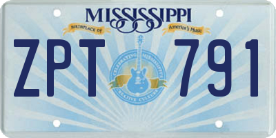 MS license plate ZPT791