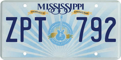 MS license plate ZPT792