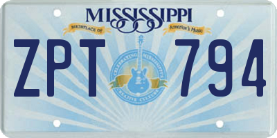MS license plate ZPT794