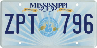 MS license plate ZPT796