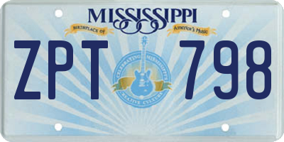 MS license plate ZPT798