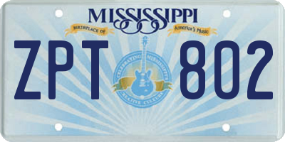 MS license plate ZPT802
