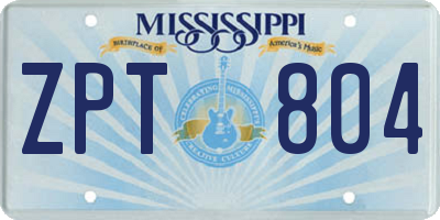 MS license plate ZPT804