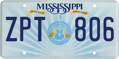 MS license plate ZPT806