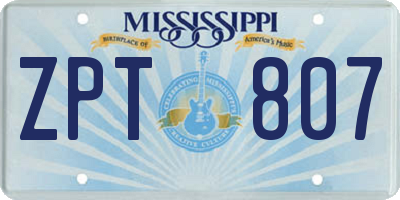 MS license plate ZPT807