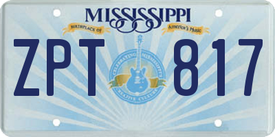 MS license plate ZPT817