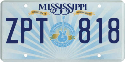 MS license plate ZPT818
