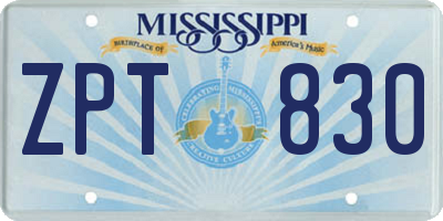MS license plate ZPT830