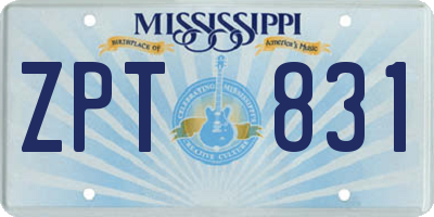MS license plate ZPT831