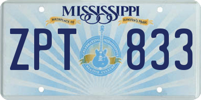 MS license plate ZPT833