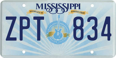 MS license plate ZPT834