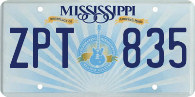 MS license plate ZPT835