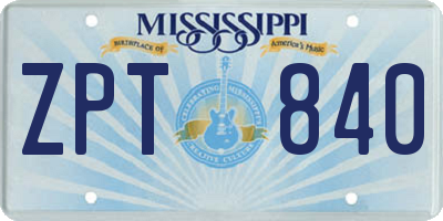 MS license plate ZPT840