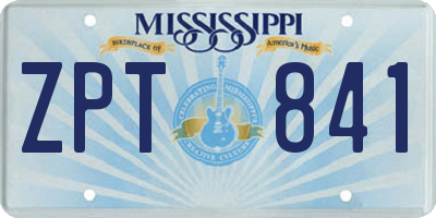MS license plate ZPT841