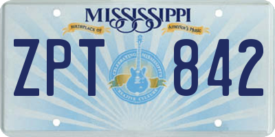 MS license plate ZPT842