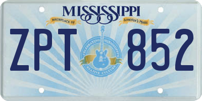MS license plate ZPT852