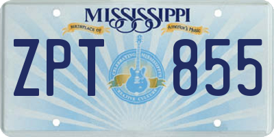MS license plate ZPT855