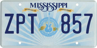 MS license plate ZPT857