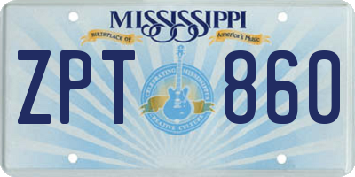 MS license plate ZPT860