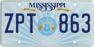 MS license plate ZPT863