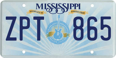 MS license plate ZPT865
