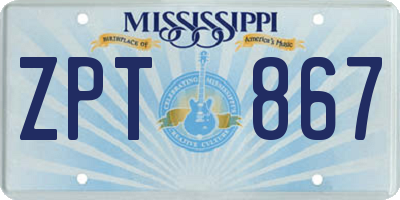 MS license plate ZPT867