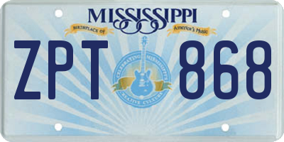 MS license plate ZPT868