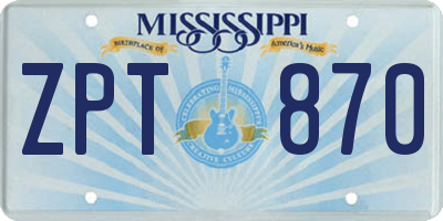 MS license plate ZPT870