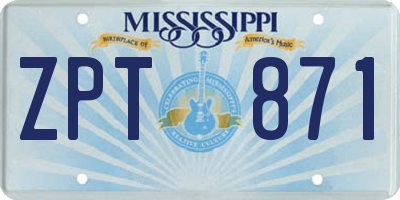 MS license plate ZPT871