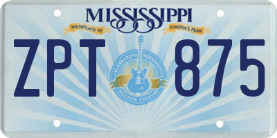 MS license plate ZPT875