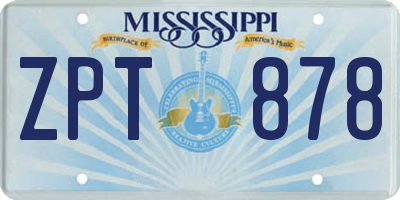 MS license plate ZPT878