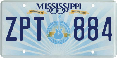 MS license plate ZPT884