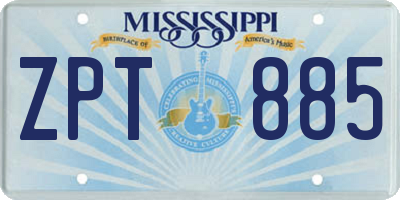 MS license plate ZPT885