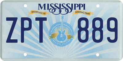 MS license plate ZPT889